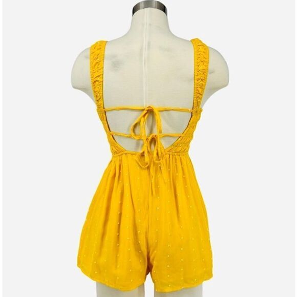NWT UO Cleo Embroidered Tie-Back Romper - Picture 4 of 11